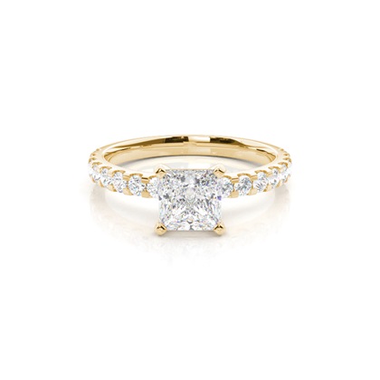 Princess Yellow Gold Side Stone Diamond Engagement Rings