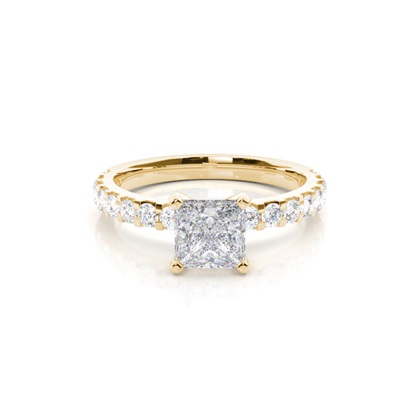 White Gold Round Side Stone Moissanite Engagement Ring