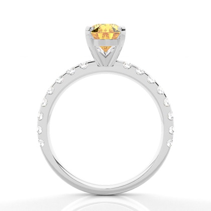 Verlobungsring mit gelbem Diamant und seitlichem Stein