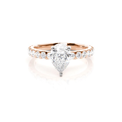 Pear Rose Gold Side Stone Diamond Rings