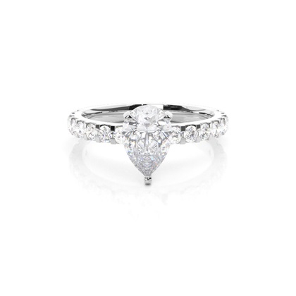 White Gold Round Side Stone Moissanite Engagement Ring