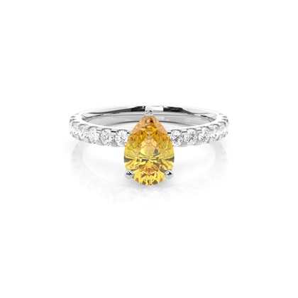 Yellow Diamond Side Stone Engagement Ring