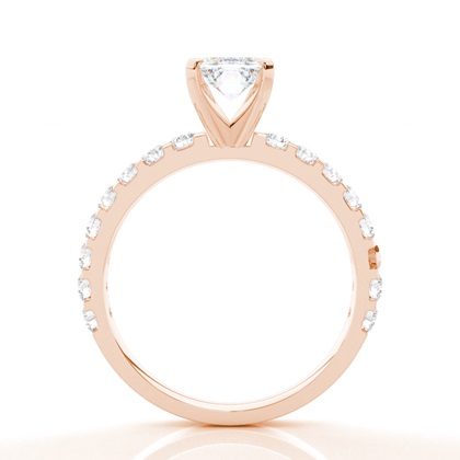 Moissanite Verlobungsring in einer Krappenfassung mit medium Schulter Moissanit