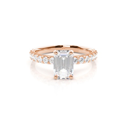 Emerald Rose Gold Side Stone Diamond Engagement Rings