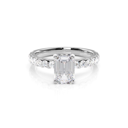 White Gold Round Side Stone Moissanite Engagement Ring