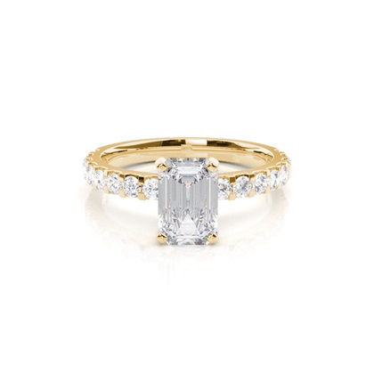 White Gold Round Side Stone Moissanite Engagement Ring