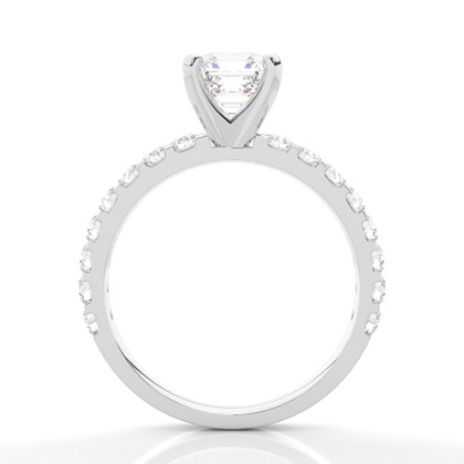 White Gold Round Side Stone Diamond Engagement Ring