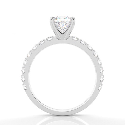 White Gold Round Side Stone Diamond Engagement Ring