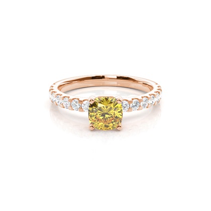 Yellow Diamond Side Stone Engagement Ring