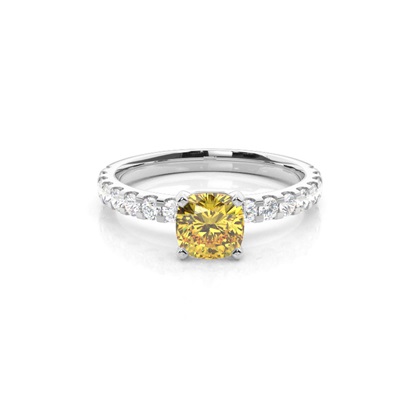 Yellow Diamond Side Stone Engagement Ring