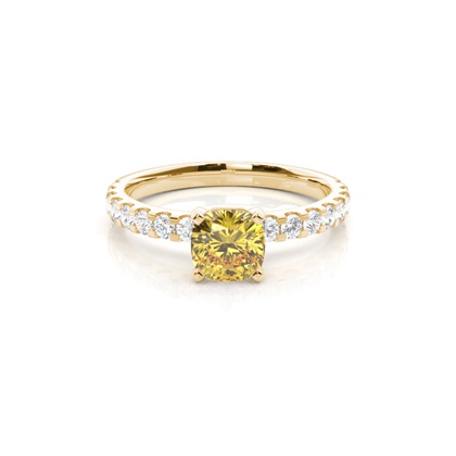 Yellow Diamond Side Stone Engagement Ring