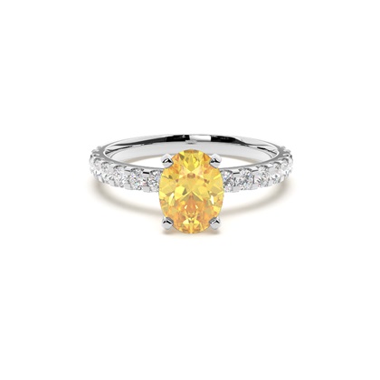 Yellow Diamond Side Stone Engagement Ring