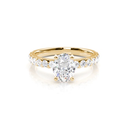 Oval Yellow Gold Side Stone Diamond Rings