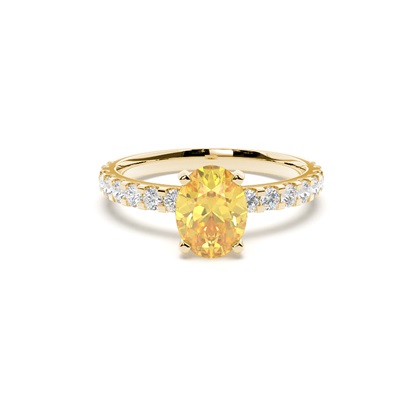 Yellow Diamond Side Stone Engagement Ring