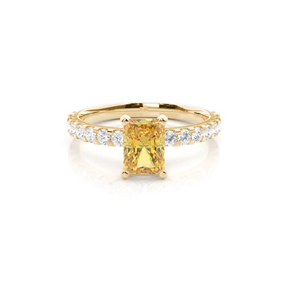 Yellow Diamond Side Stone Engagement Ring