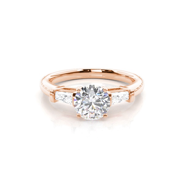 4 Prong Setting Studded Three stone Ring