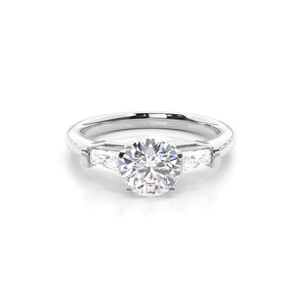 4 Prong Setting Studded Three stone Ring