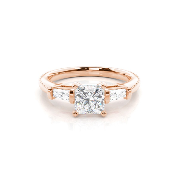 Yellow Gold Princess Side Stone Diamond Engagement Ring