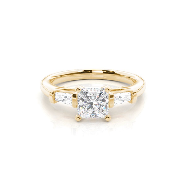 Yellow Gold Princess Side Stone Diamond Engagement Ring