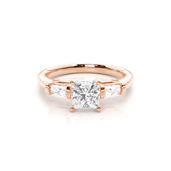 Yellow Gold Princess Side Stone Diamond Engagement Ring