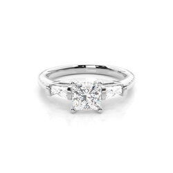 Yellow Gold Princess Side Stone Diamond Engagement Ring