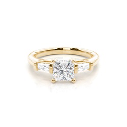 Yellow Gold Princess Side Stone Diamond Engagement Ring