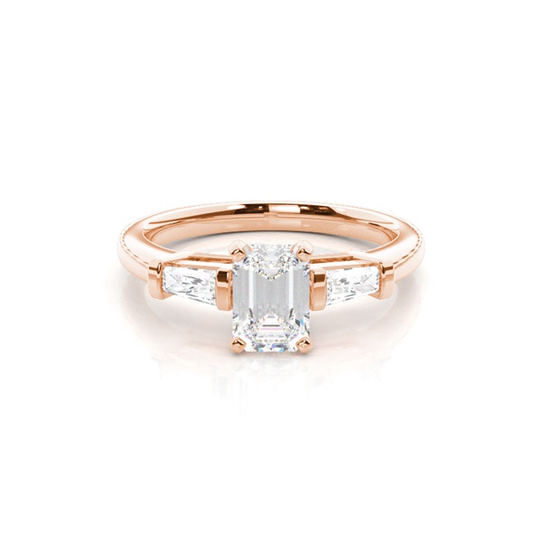 4 Prong Setting Studded Three stone Ring