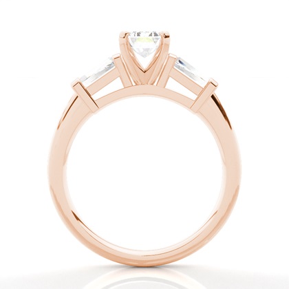 Emerald Rose Gold 3 Stone Diamond Rings