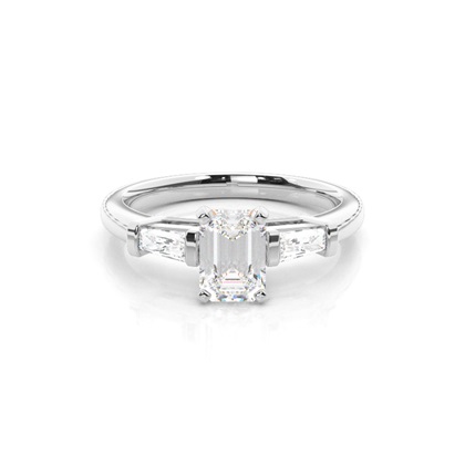 Emerald Diamond Rings Three Stone