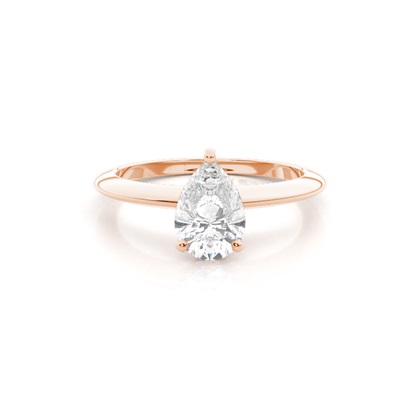 Pear Rose Gold Solitaire Diamond Rings
