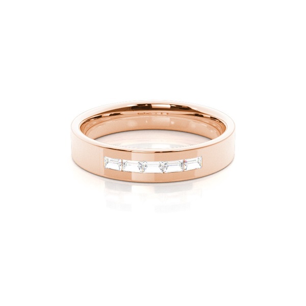 4.00mm Studded Flat Profile Comfort Fit Diamond Wedding Band
