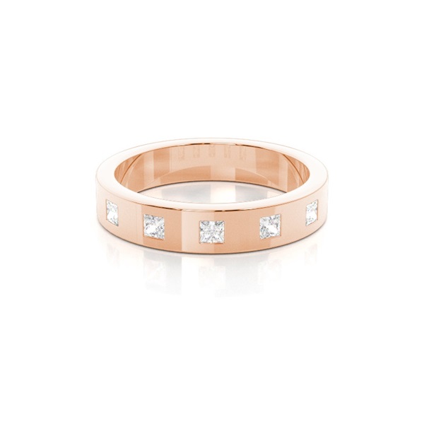 4.00mm Studded Flat Profile Comfort Fit Diamond Wedding Band