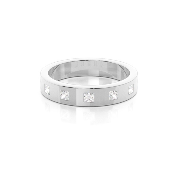 4.00mm Studded Flat Profile Comfort Fit Diamond Wedding Band