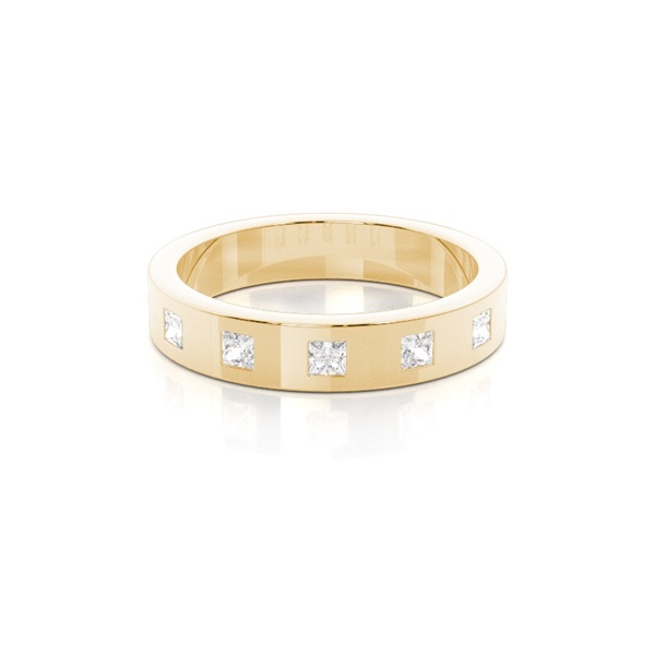 4.00mm Studded Flat Profile Comfort Fit Diamond Wedding Band