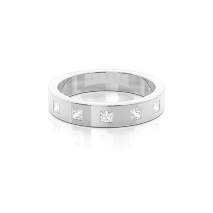 4.00mm Studded Flat Profile Comfort Fit Diamond Wedding Band