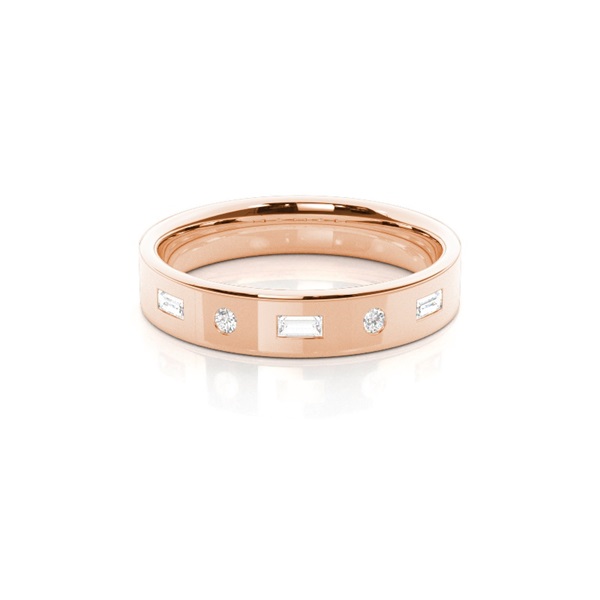 4.00mm Studded Flat Profile Comfort Fit Diamond Wedding Band