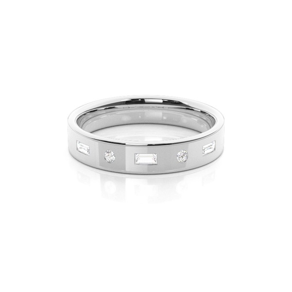 4.00mm Studded Flat Profile Comfort Fit Diamond Wedding Band