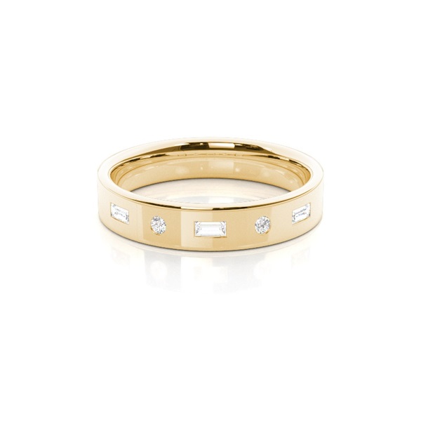 4.00mm Studded Flat Profile Comfort Fit Diamond Wedding Band