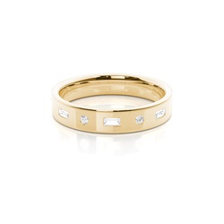 4.00mm Studded Flat Profile Comfort Fit Diamond Wedding Band