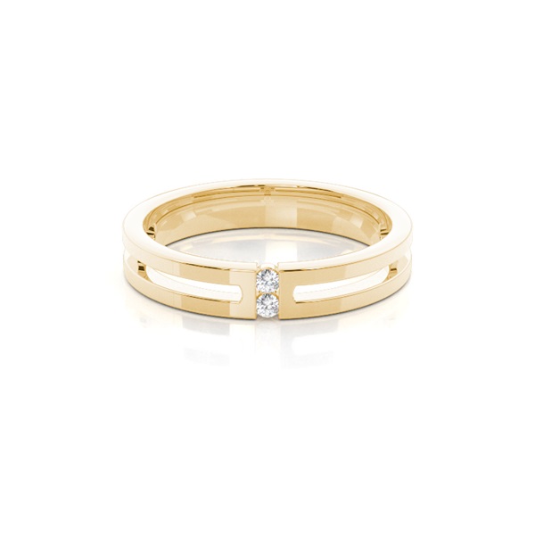Studded Flat Profile Comfort Fit Diamond Wedding Band