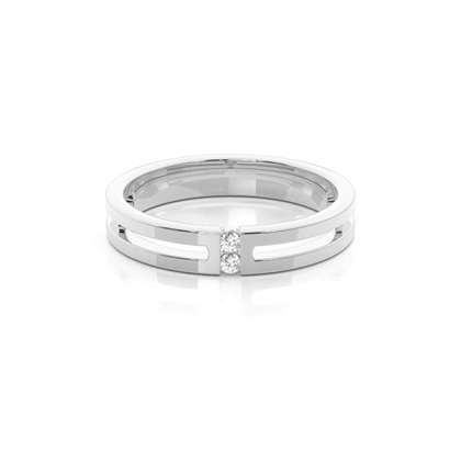 Studded Flat Profile Comfort Fit Diamond Wedding Band