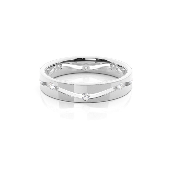 4.00mm Studded Flat Profile Comfort Fit Diamond Wedding Band