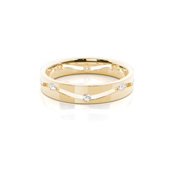 4.00mm Studded Flat Profile Comfort Fit Diamond Wedding Band