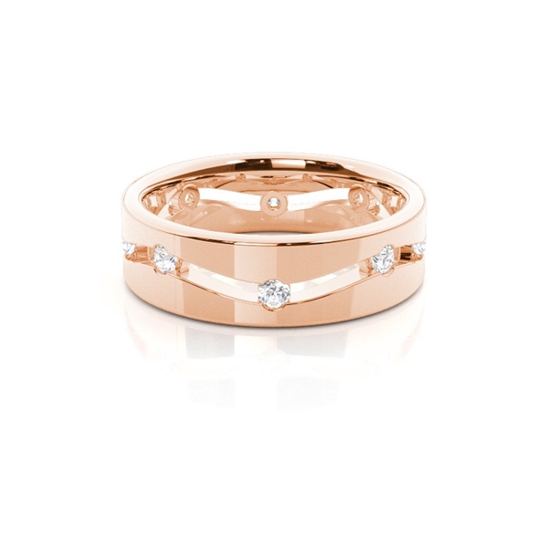 6.00mm Studded Flat Profile Comfort Fit Diamond Wedding Band