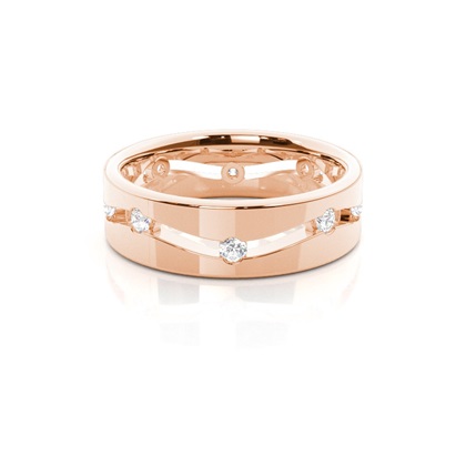 6.00mm Studded Flat Profile Comfort Fit Diamond Wedding Band