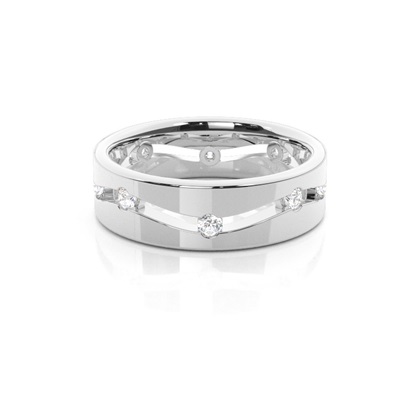 6.00mm Studded Flat Profile Comfort Fit Diamond Wedding Band