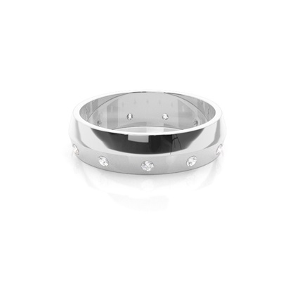 5.00mm Studded Flat Profile Comfort Fit Diamond Wedding Band