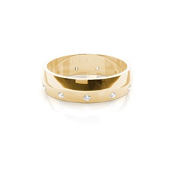 5.00mm Studded Flat Profile Comfort Fit Diamond Wedding Band