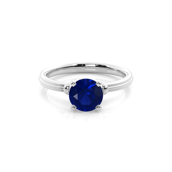 Round Blue Sapphire Engagement Ring