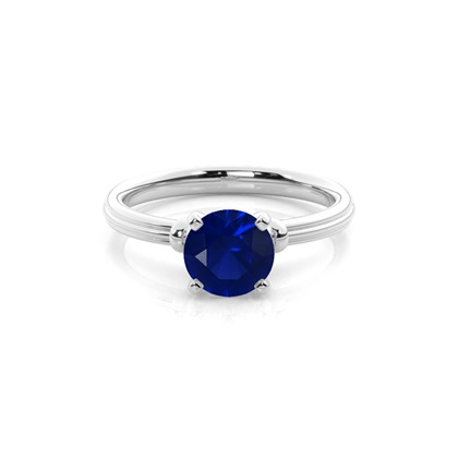 Round Blue Sapphire Engagement Ring